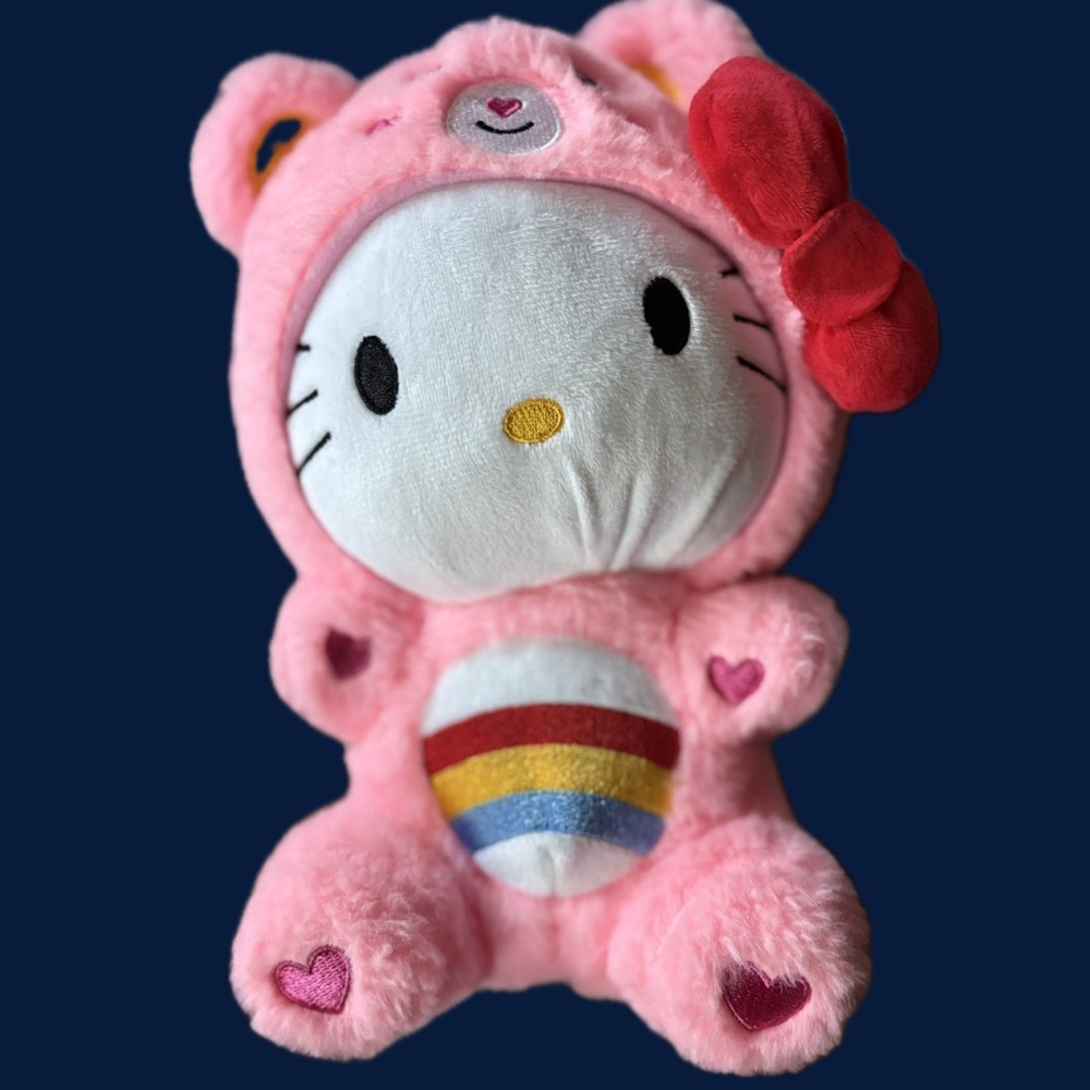 Hello Kitty Rainbow Heart Plush in Pink and Red